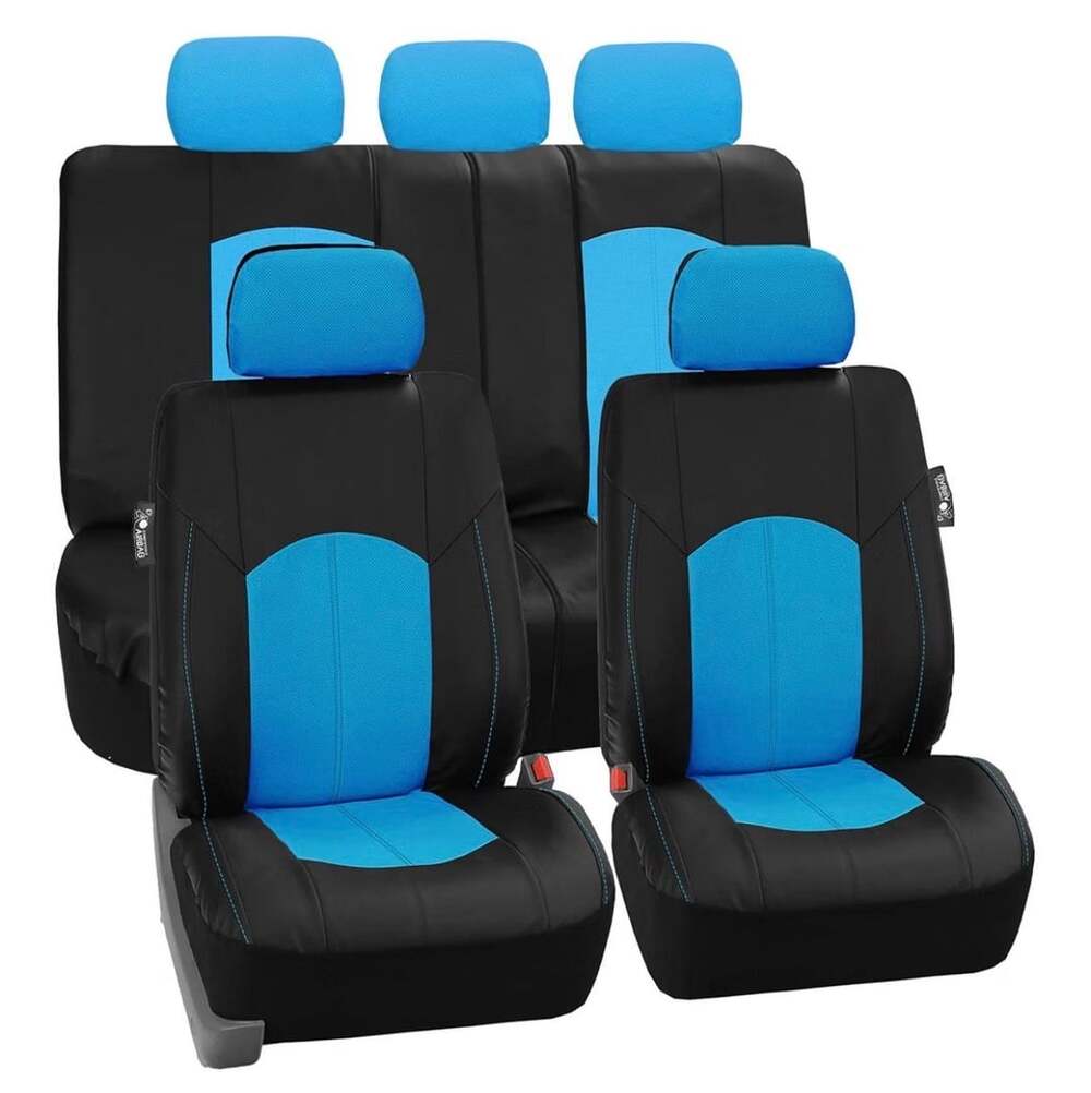 FH Group Full Set Faux Leather Car Seat Covers - Universal Fit, Low Back Front S